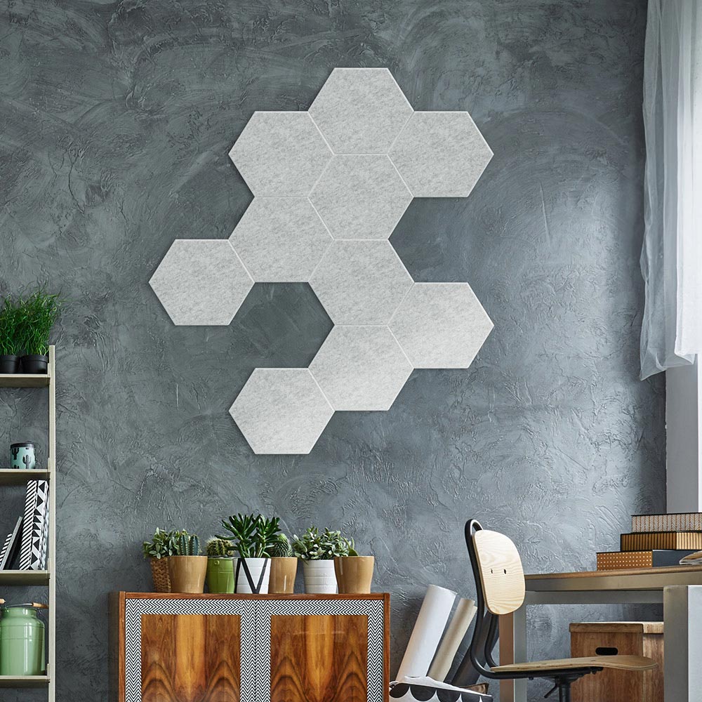 Akustikplatten Hexagon selbstklebend SLIVA - Hellgrau