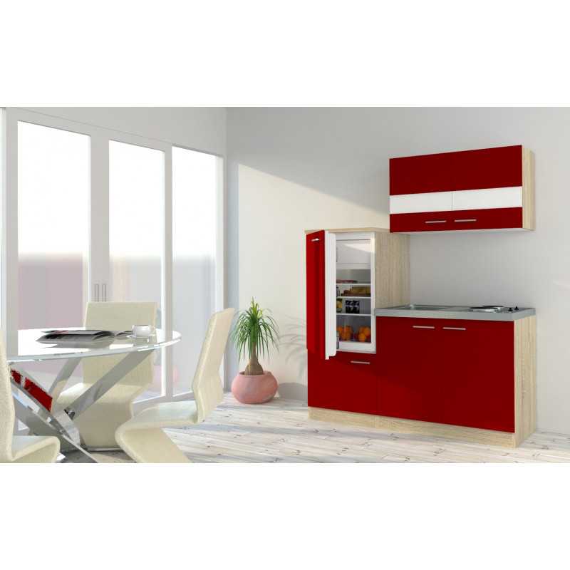 V2 - Singleküche Küchenzeile 160cm Eiche rot