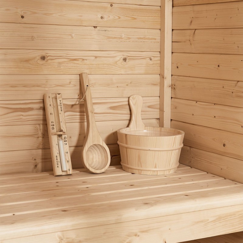 Traditionelle Sauna - Finnische Saunakabine - Saunahaus RIMINI mit Ofen - 145x150x210cm