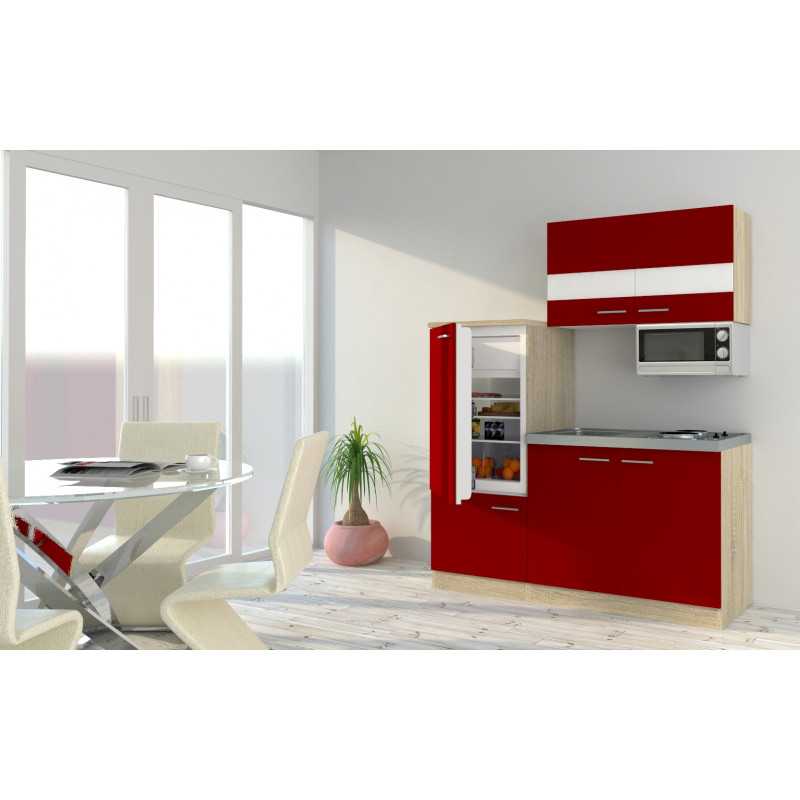 V6 - Singleküche Küchenzeile 160cm Eiche rot