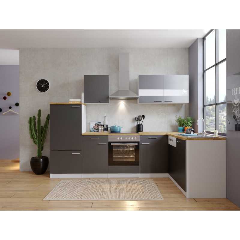 V16 - Winkelküche L-Küche 280x172cm weiss grau