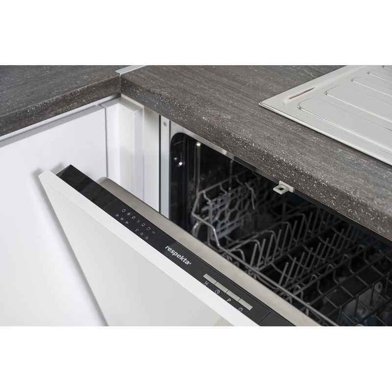 V3 - Küchenzeile Küchenblock 345cm weiss grau