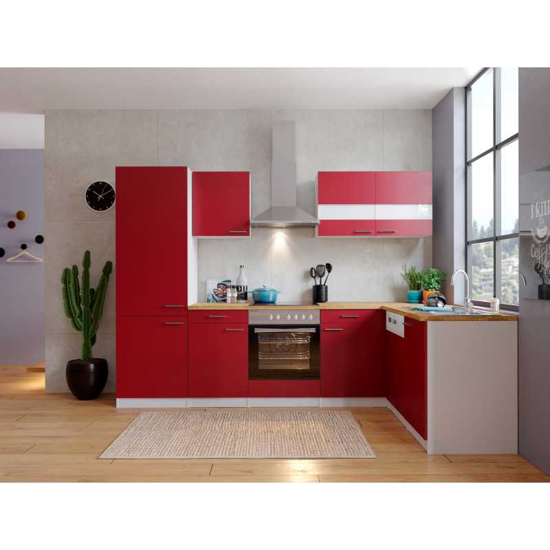 V19 - Winkelküche L-Küche 280x172cm weiss rot