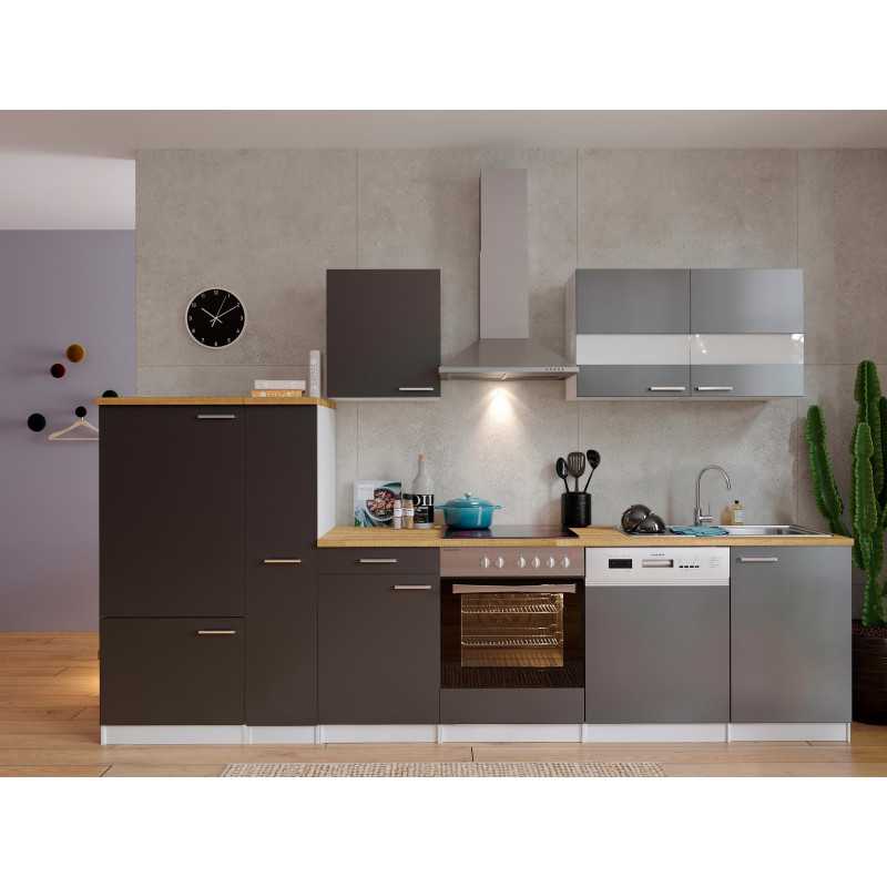 V31 - Küchenzeile Küchenblock 310cm weiss grau