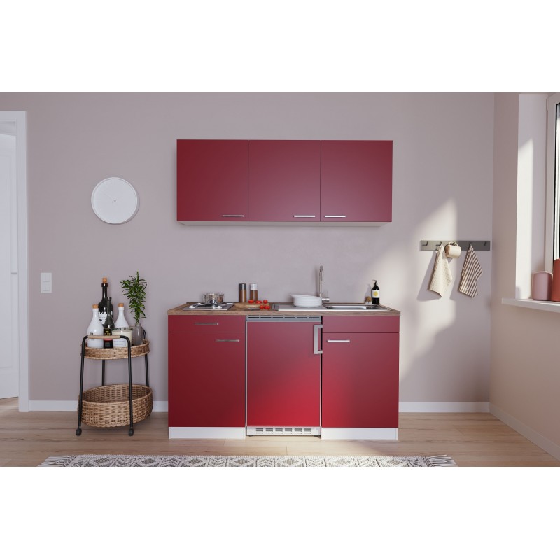V5 - Singleküche Küchenzeile 150cm weiss rot