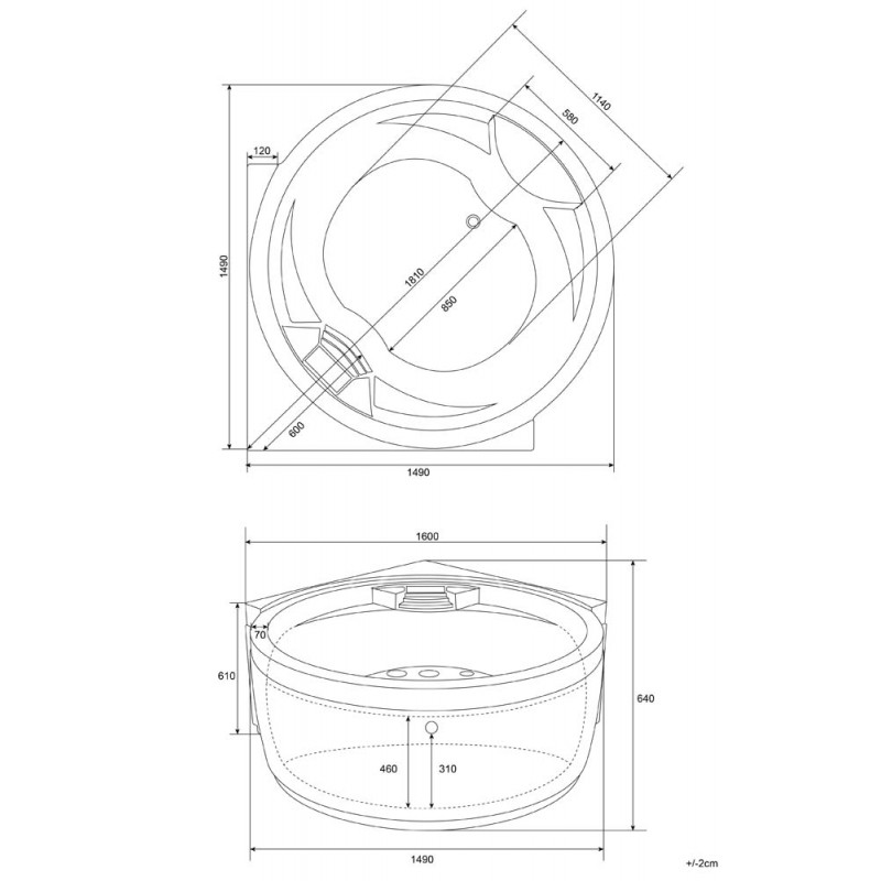 Whirlpool ROUND - 149x149x64cm - WEISS