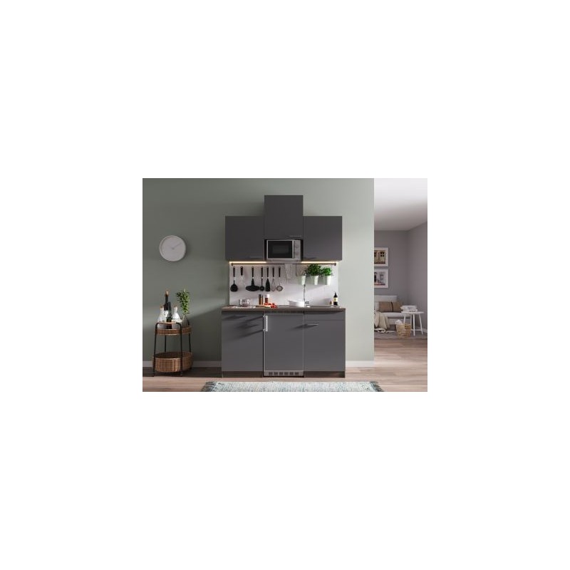 V59 - Singleküche Küchenzeile 150cm Eiche York grau