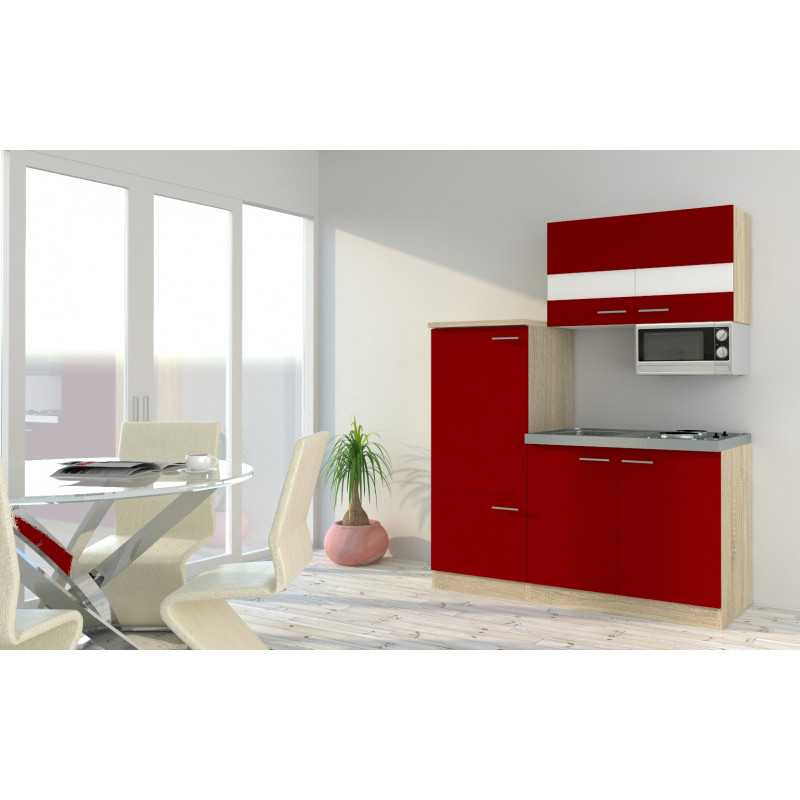 V6 - Singleküche Küchenzeile 160cm Eiche rot