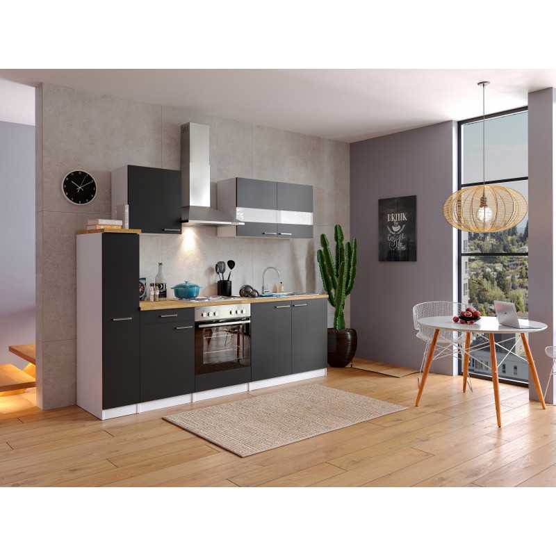 V5 - Küchenzeile Singleküche 240cm weiss schwarz
