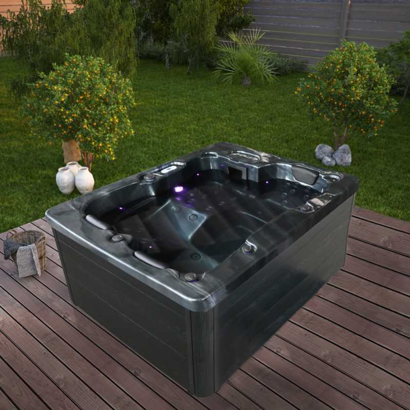 Outdoor Whirlpool BLACK LUCKY - OHNE Treppe und Thermoabdeckung