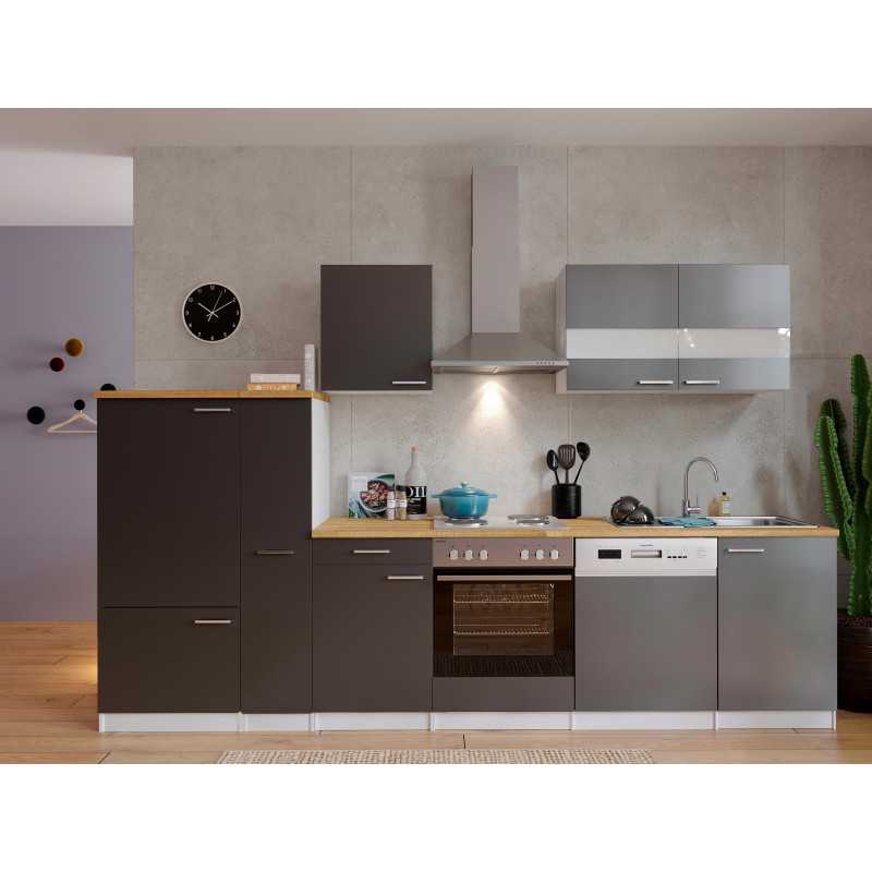 V21 - Küchenzeile Küchenblock 310cm weiss grau