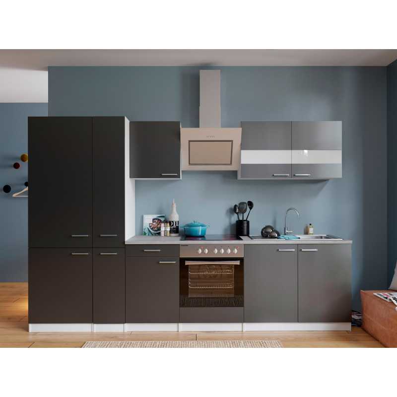 V54 - Küchenzeile Küchenblock 300cm weiss grau