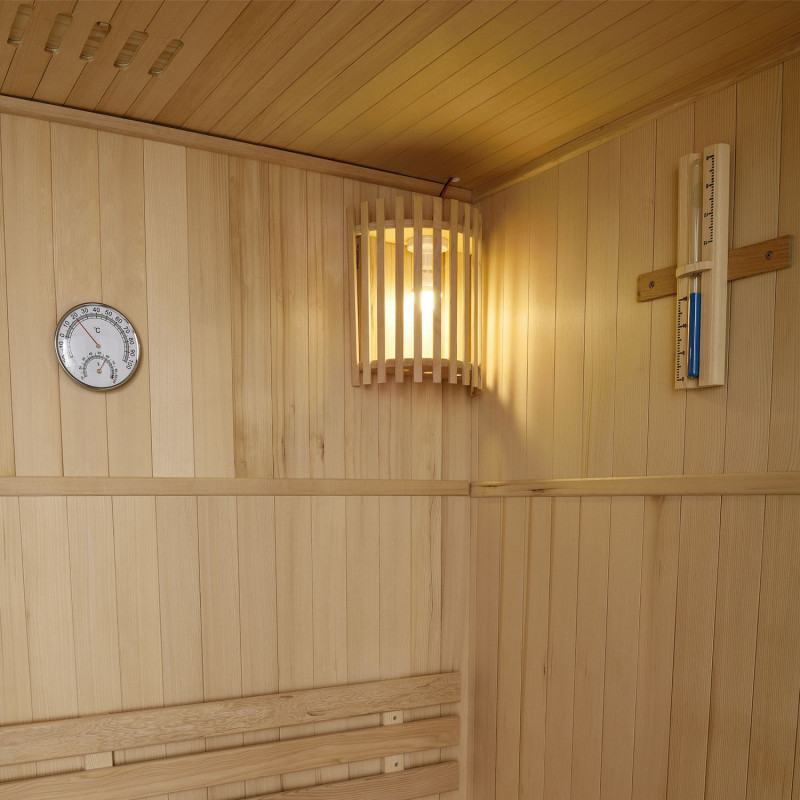 Traditionelle Sauna - Finnische Saunakabine LOCARNO150 mit Ofen (4,5kW) + Zubehör - 150x110x190cm