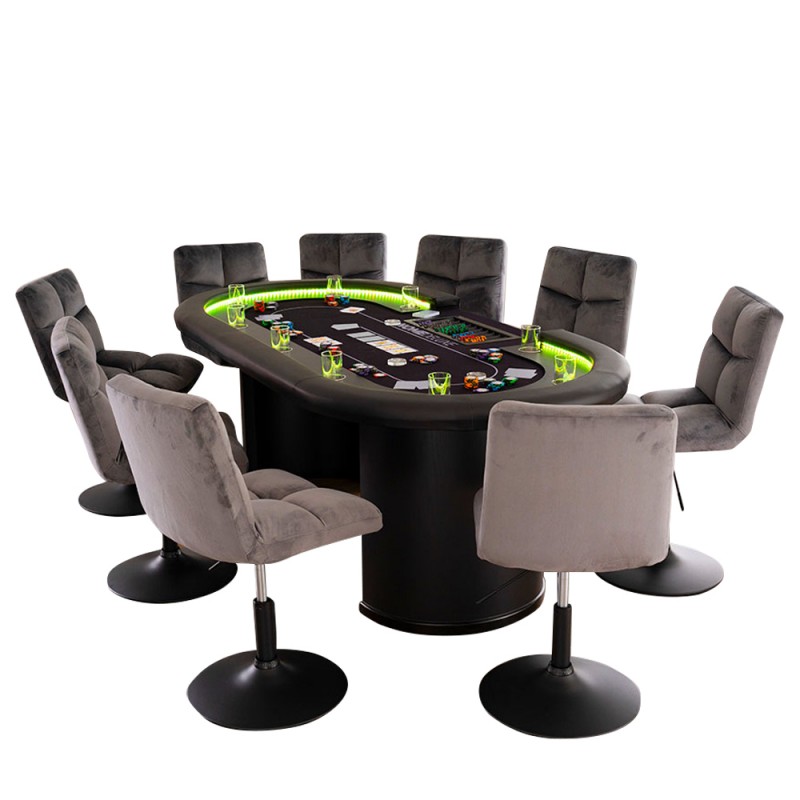 LED Pokertisch PROFI + 2 Stühle