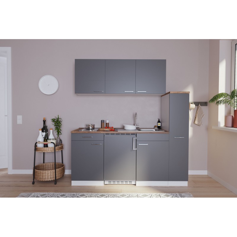 V23 - Singleküche Küchenzeile 180cm weiss grau