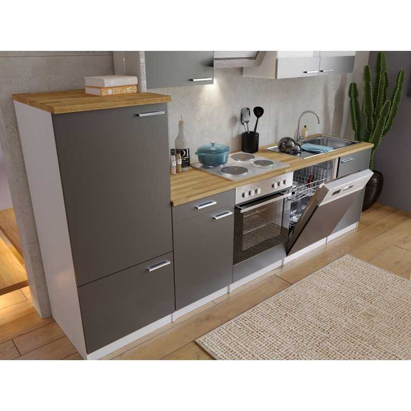 V30 - Küchenzeile Küchenblock 280cm weiss grau
