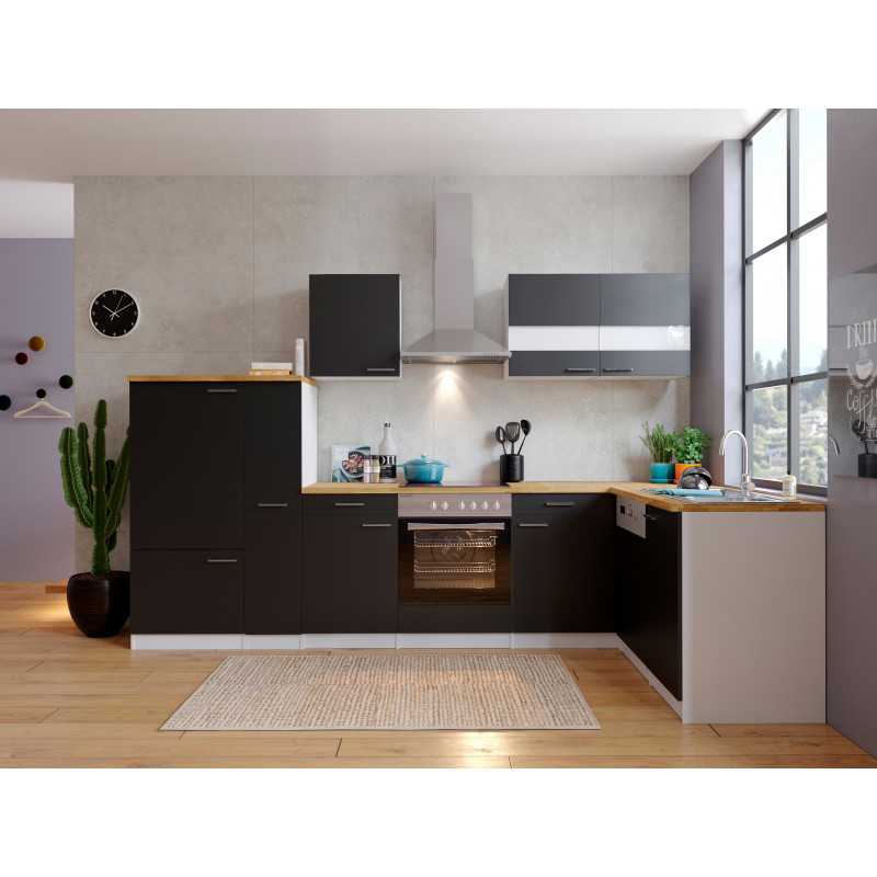 V10 - Winkelküche L-Küche 310x172cm weiss schwarz