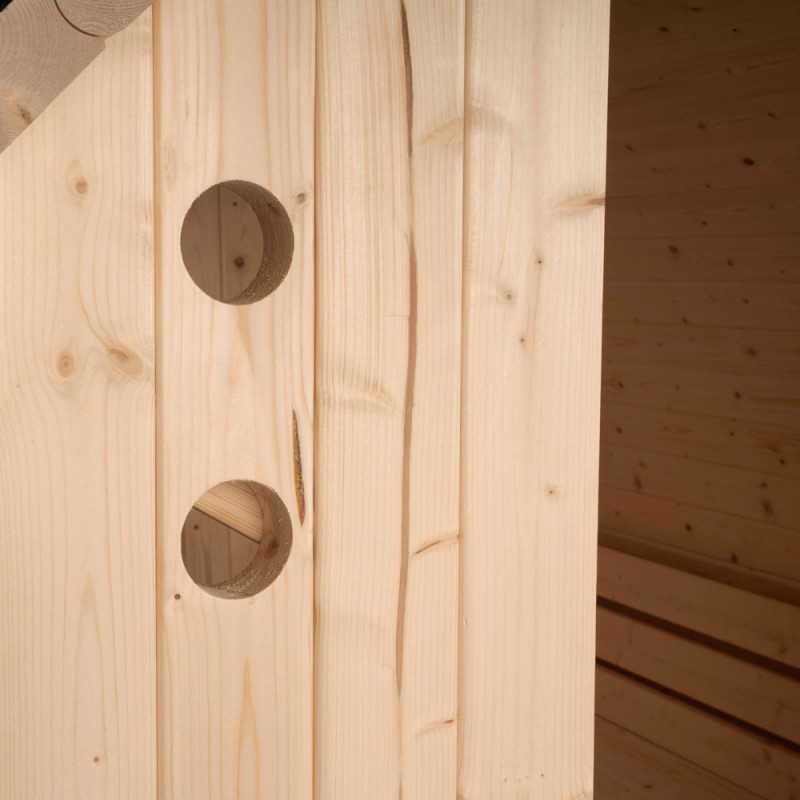 Traditionelle Sauna - Outdoor Fasssauna GENF M mit Ofen (3,6kW) + Zubehör - 194,8x191,7x120cm