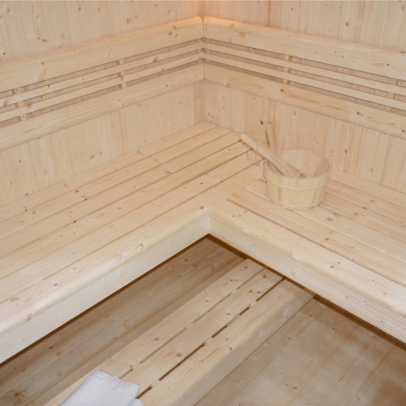 Traditionelle Sauna - Finnische Saunakabine ZÜRICH XXL BIG mit Ofen (8kW) - 200x200x190cm