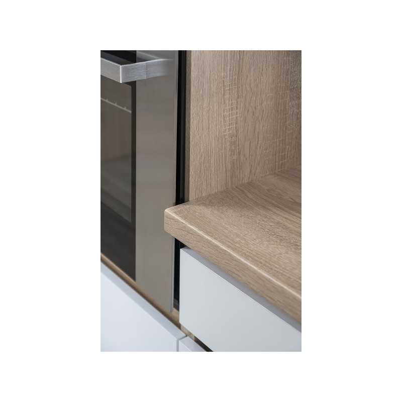 V19 - Küchenzeile Küchenblock 280cm Eiche Sonoma grau glanz