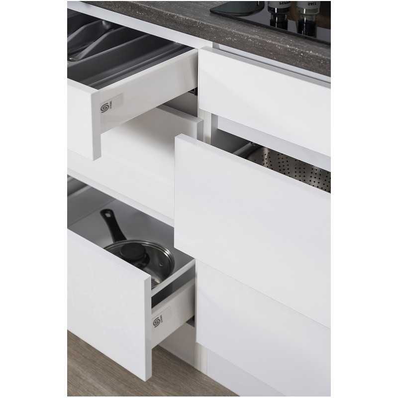V3 - Küchenzeile Küchenblock 345cm weiss grau