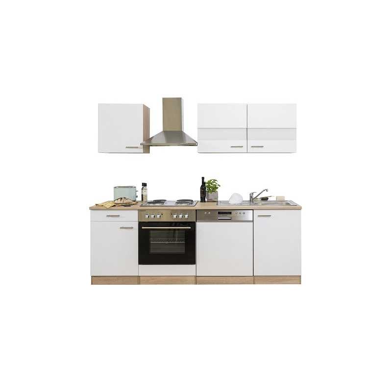 V1 - Küchenzeile Singleküche 220cm Eiche Sonoma weiss