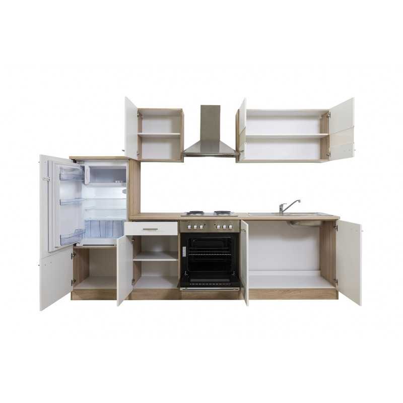 V32 - Küchenzeile Singleküche 270cm Eiche Sonoma weiss