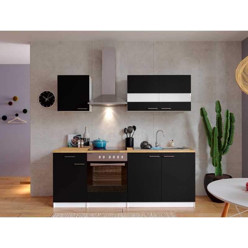 V23 - Küchenzeile Singleküche 210cm weiss schwarz