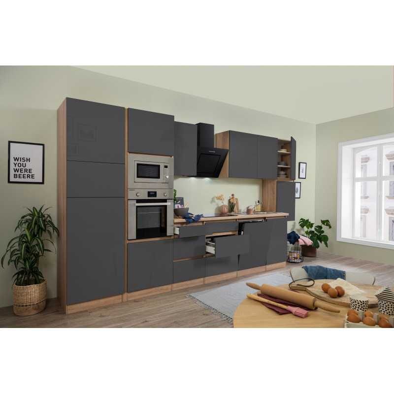 V13 - Küchenzeile Küchenblock 395cm Eiche Sonoma grau