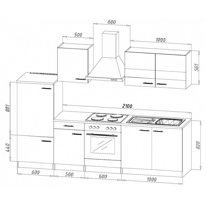 V50 - Küchenzeile Singleküche 270cm Eiche Sonoma grau